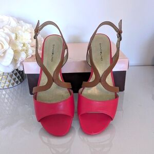 Bandolino | Size 8.5 | Grayson Coral and Brown Sandals with Cork Wedge